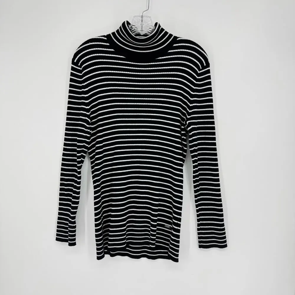 DKNY Stripe Turtlneck Sweater Size Large